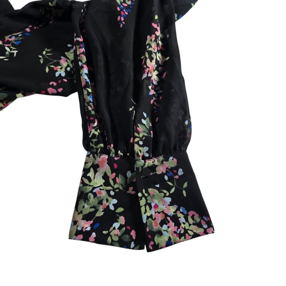 Reiss Roma Floral Dress US 8 Black Long Sleeve Sheer Shift Mini Lace Trim - Picture 14 of 16